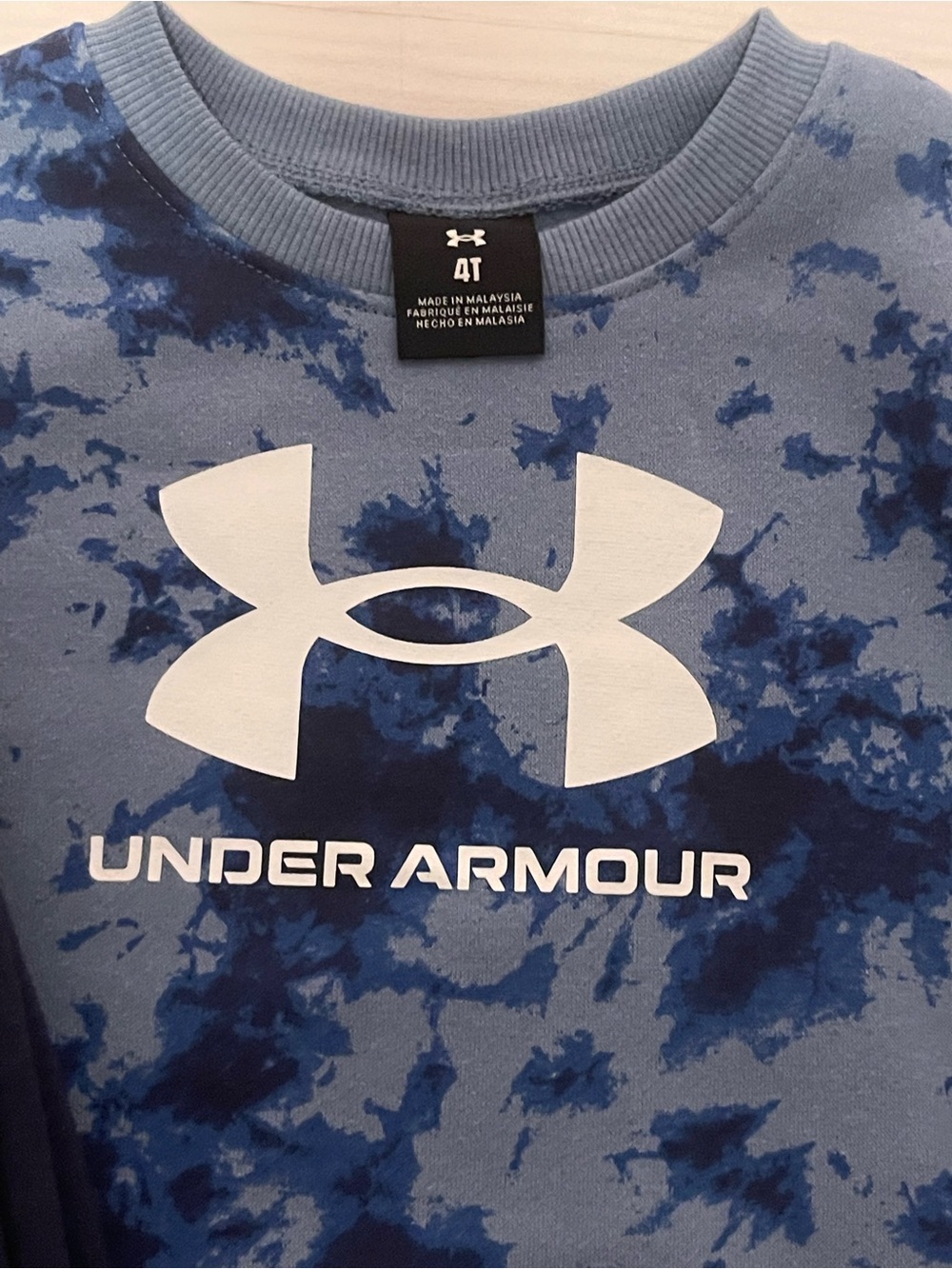 Under Armour Kids Blue Tie-Dye Crewneck with Navy Joggers Set - Picture 2 of 3